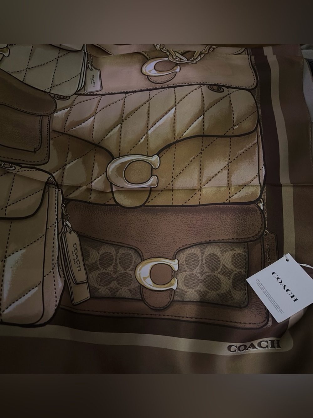 Coach Quilted and Signature Print Shoulder Bag in Tan and Brown